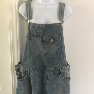 Denim overall shorts